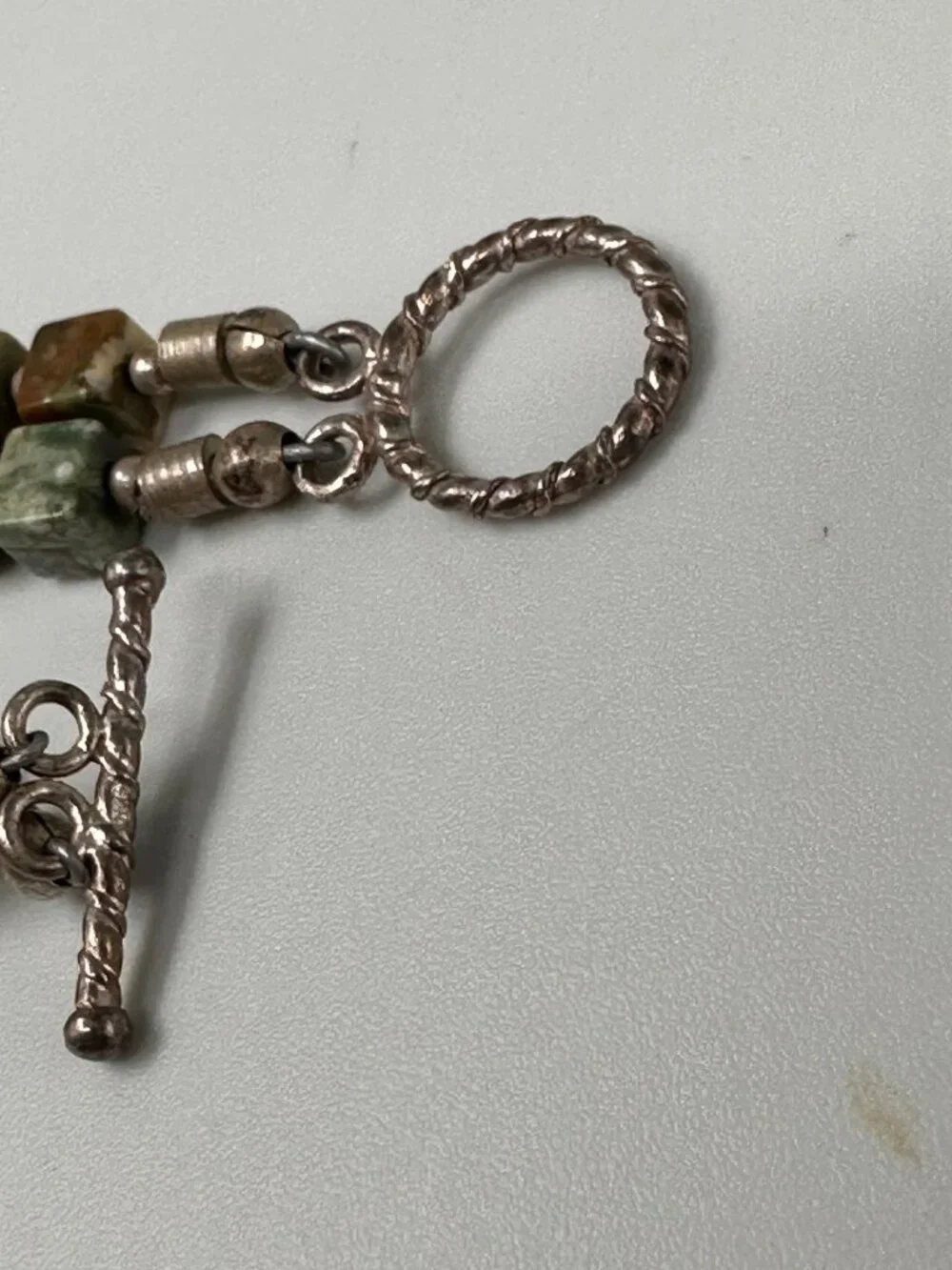Geneva Watch Women Silver Tone Unakite Beaded Band Sterling Clasp New Battery